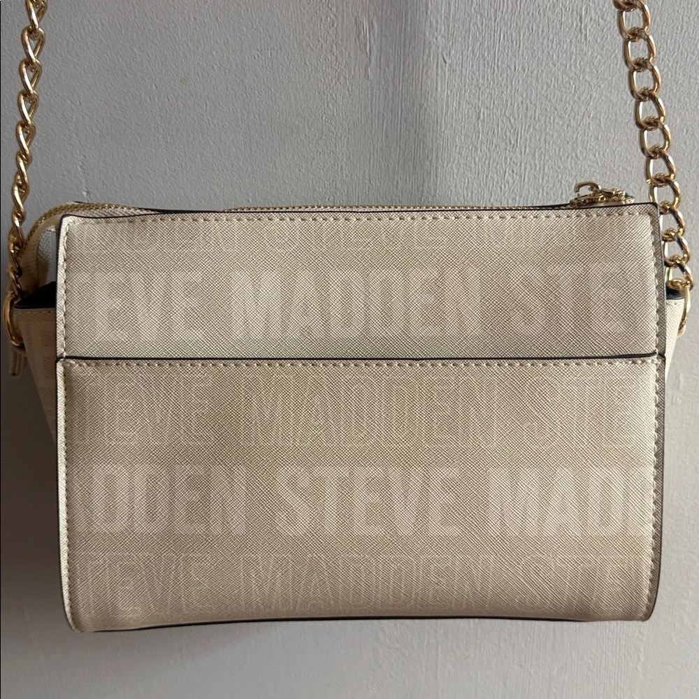 Cream Steve Madden Cross Body Bag with Gold Hardware